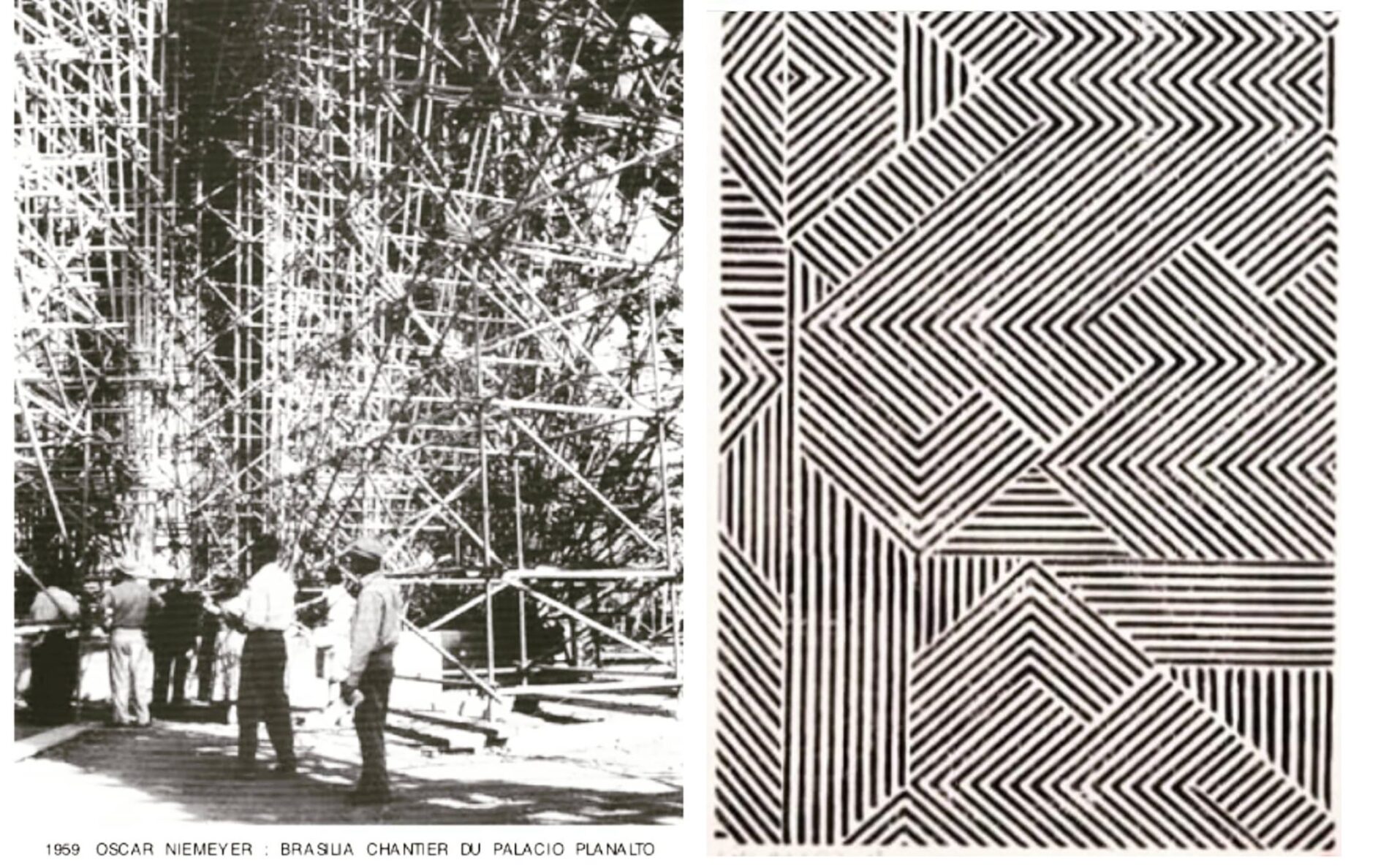 Primeira serigrafia do M.O.A. Estúdio "Xingu" (à dir.) e a foto que inspirou a obra | Fotos: Divulgação