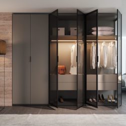 Uma das possibilidades dos armários e cristaleiras da linha Aria, da Evviva | Foto: Divulgação