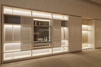 Versátil, o Timeless Bar possibilita grande liberdade de configurações e usos para seus nichos, portas e gavetas | Imagem: Divulgação