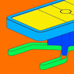 Mula Preta segue firme na pegada de desenhar novas opções de mesas de jogos. Desta vez, André e Felipe apresentam a Crosman, uma mesa de aero hockey | Imagem: Divulgação