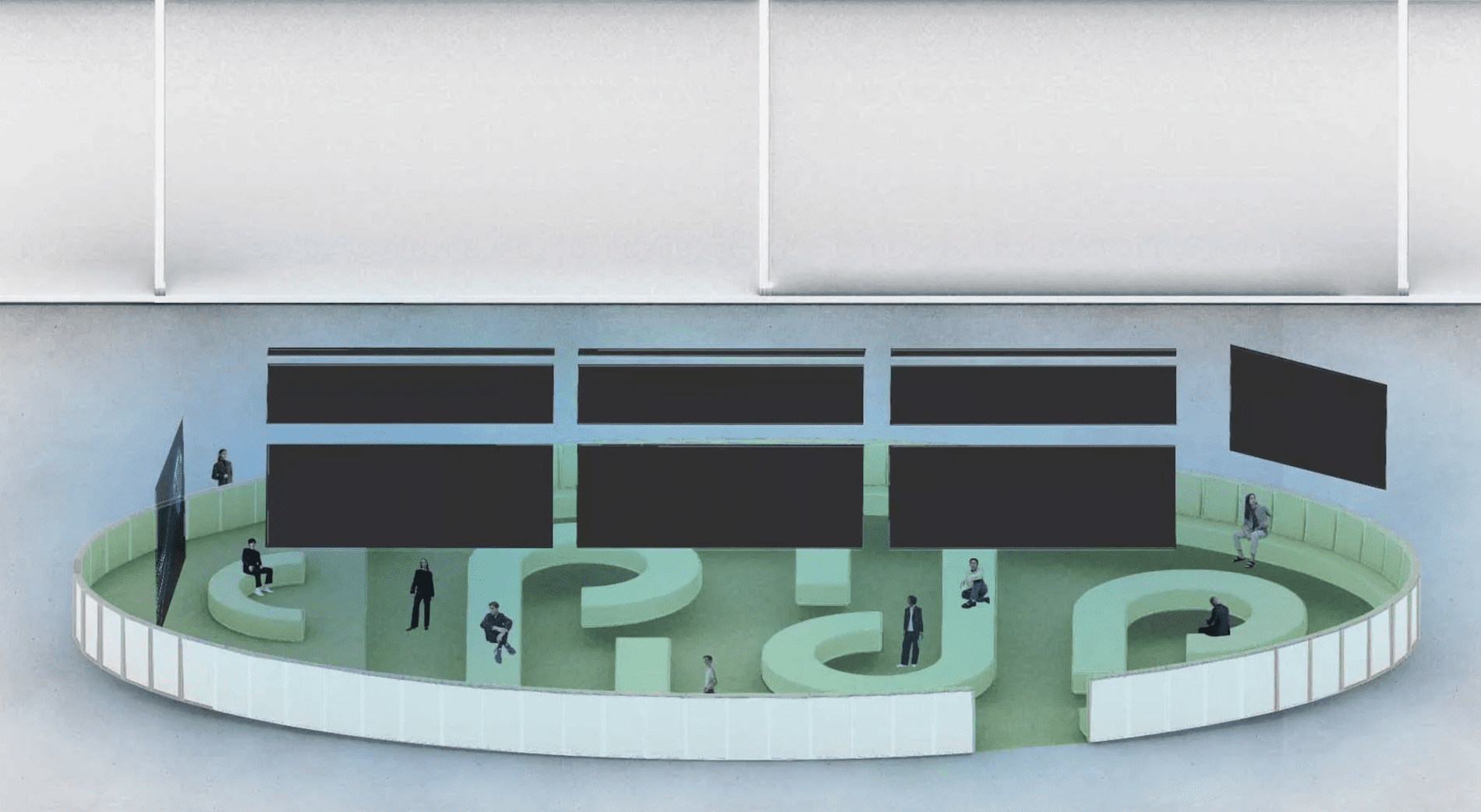 Projeto da “praça” Aurore, desenhada pelo estúdio Formafantasma, para a Euroluce 2023 | Imagem: Courtesy Salone del Mobile
