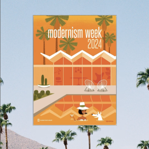 Arte de divulgação da 11a Modernism Week, em Palm Springs, no Deserto de Sonora | Foto: Reprodução @modernism_week