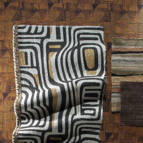 Tecidos da coleção REFUGI.A., da Donatelli, aliam técnicas tradicionais de tecelagem e criação com uso de I.A. | Fotos: Divulgação