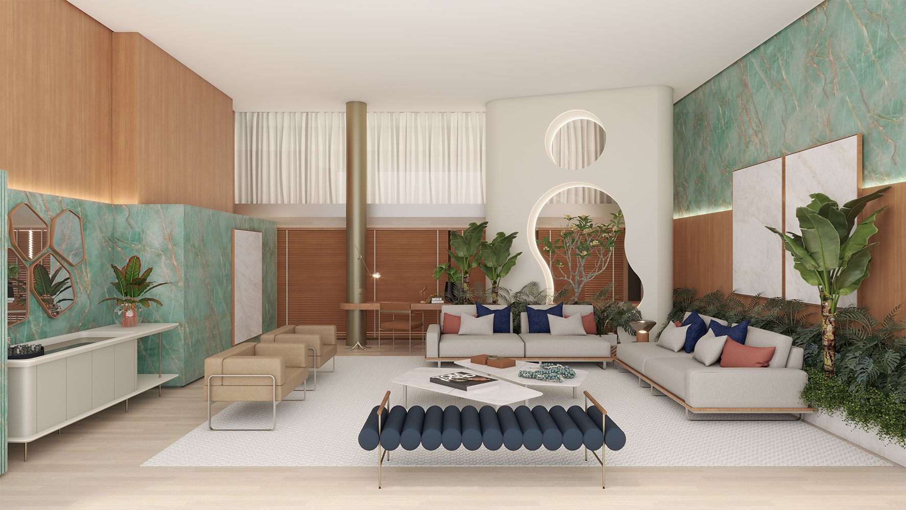 Ambiente assinado por Giancarlo Filgueiras para a mostra Breton Signature, no Shopping Lar Center | Imagem: Divulgação