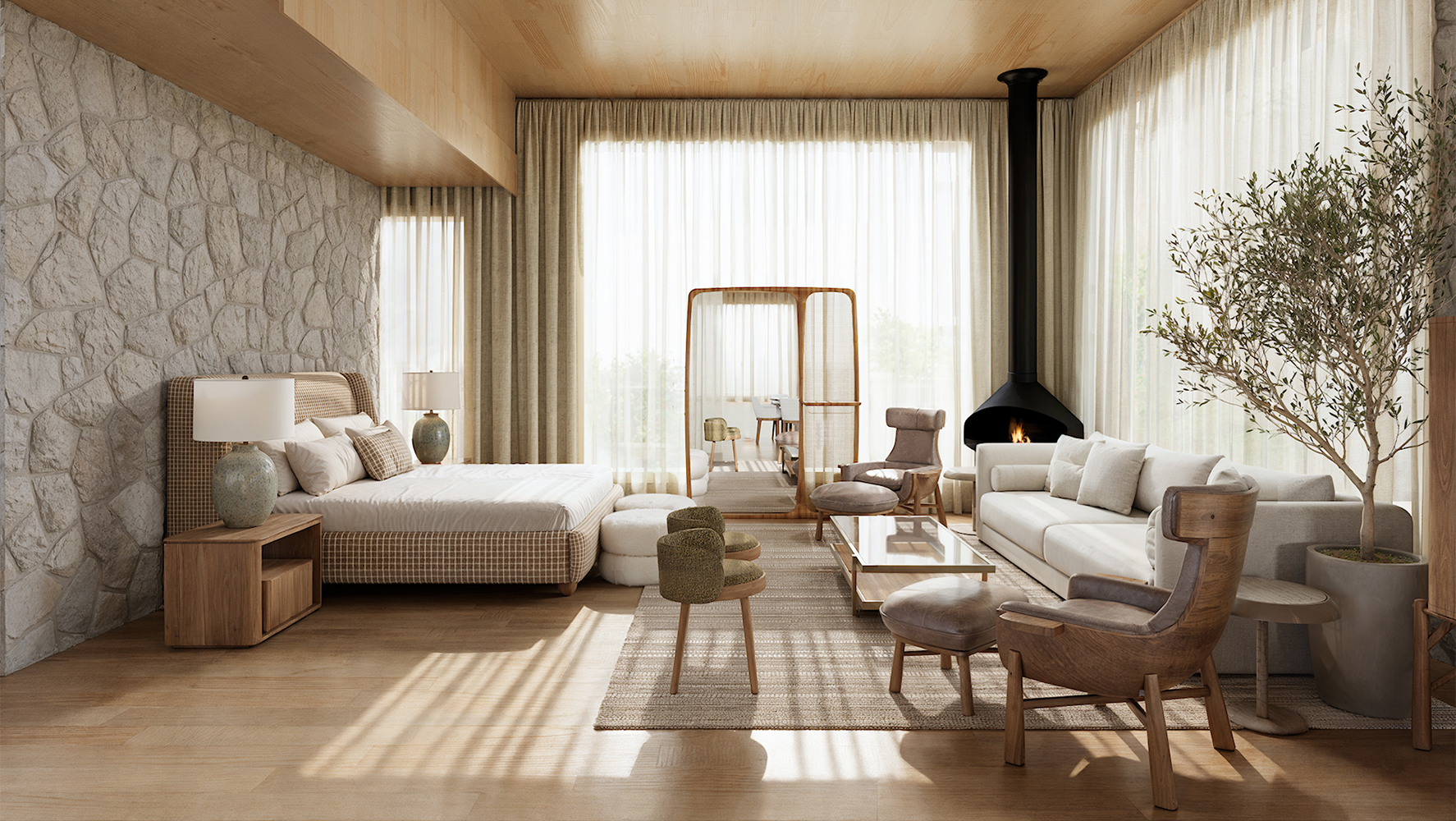 Ambiente desenvolvido por Mayara Cla e Natasha Haddad, da MN Arquitetura + Interiores, para a mostra Breton Signature Gabriel | Imagem: Divulgação