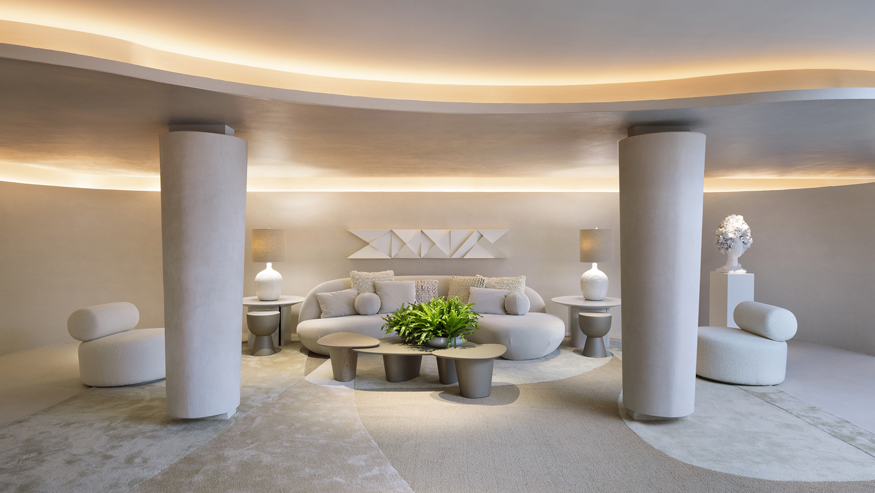 Mostra 'Viver com Arte', na Artefacto Haddock Lobo, ambiente assinado por Roberto Migotto | Foto: Raphael Briest/ Divulgação