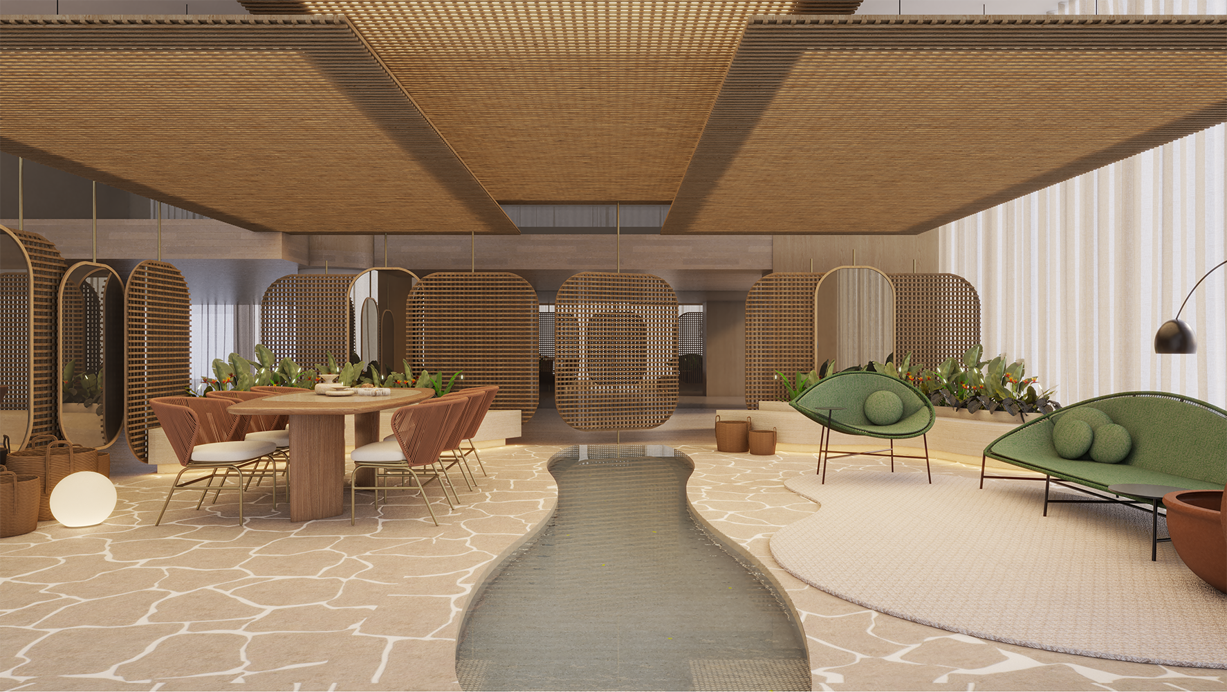 Ambiente assinado por Patricia Duccini para a mostra Breton Signature, no Shopping Lar Center | Imagem: Divulgação