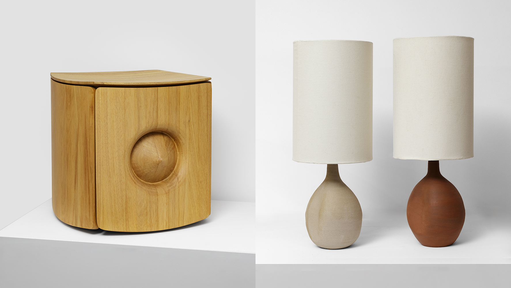 Banco Pupa, de Vinicius Siega, e luminárias do Studio Salp | Foto: Nino Andres Biasizzo/ Divulgação