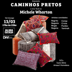 A arquiteta, designer e artista Michele Wharton apresenta seus trabalhos na mostra 'Caminhos Pretos', na galeria Alma da Rua | Foto: Reprodução @galeriaalmadarua
