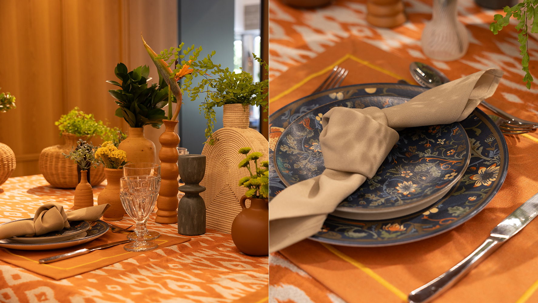 Mesa criada pela arquiteta Tatiana Spencer, na Placci, durante o evento Food & Design | Fotos: Fabiano Sanches/ DW! - Montagem