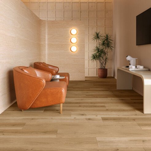 A série Plantum, na tonalidade Mel, é indicada para projetos que valorizam a naturalidade. | Foto: Divulgação